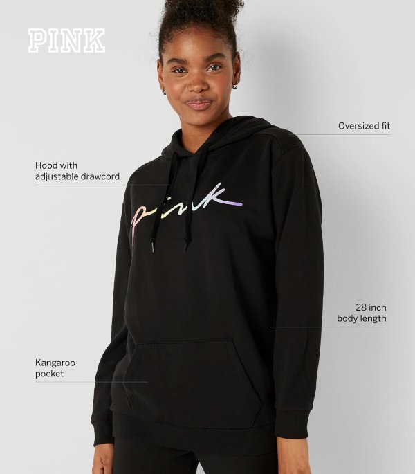 Victoria's Secret PINK Logo Campus Hoodie Sweatshirt