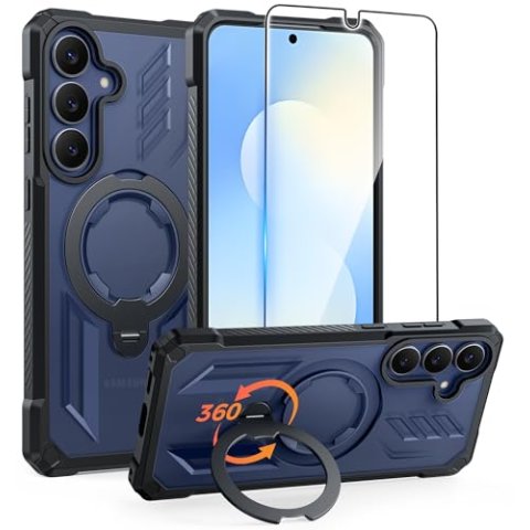 FNTCASE for Samsung Galaxy S25-FE 360 Spin Magnetic Kickstand Case
