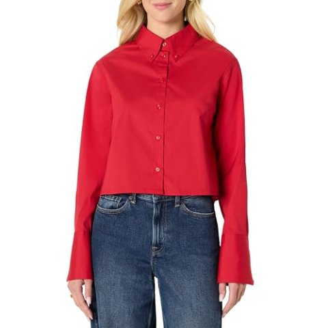 Amazon Essentials Women's Oversized Cropped Cotton Stretch Shirt X-Large