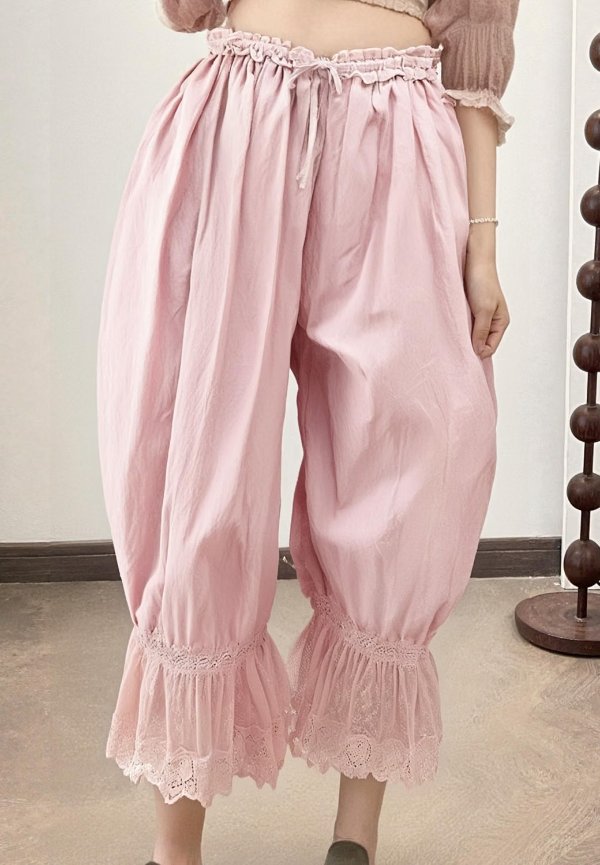 Women’s Cropped Lace Ruffle Bloomers Boho Western Style Pants