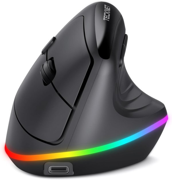 TECKNET RGB 蓝牙人体工学鼠标 支持多设备