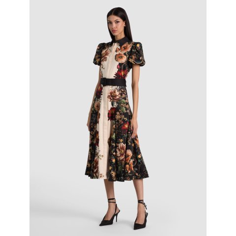 Alice + Olivia HENRIETTA 印花中长连衣裙 配腰带