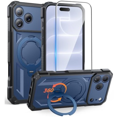 FNTCASE iPhone 18 Pro/17 Pro Case with 360° Magnetic Stand