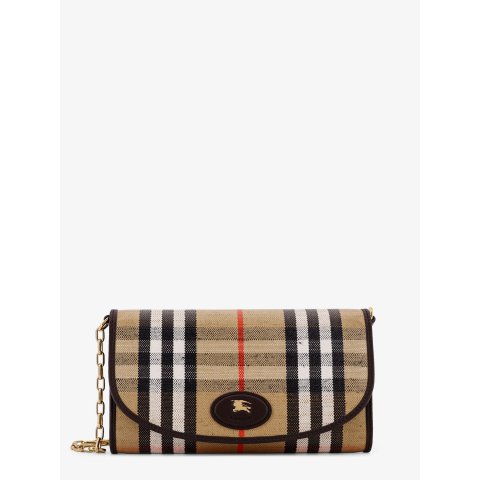 BurberryBurberry 涂层帆布斜挎包 格纹米色