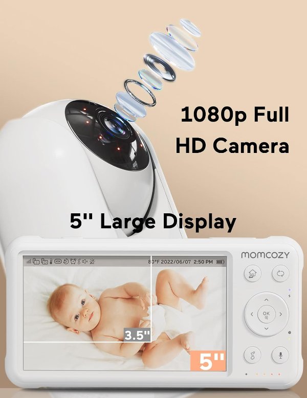 Momcozy 5英寸 1080P 婴儿监视器 摄像头音频