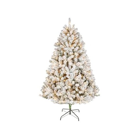  7.5ft Pre-Lit Flocked Acacia Christmas Tree