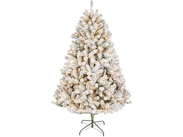  7.5ft Pre-Lit Flocked Acacia Christmas Tree