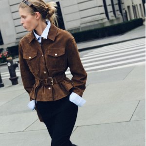 STRIPED QUILTED JACKET WITH FROG FASTENINGS $70