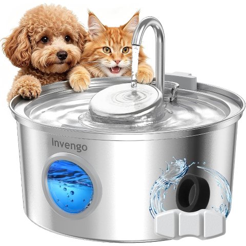 InvengoSmartCare Stainless Steel Pet Water Fountain 3.2L (108oz)