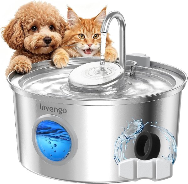 InvengoSmartCare Stainless Steel Pet Water Fountain 3.2L (108oz)
