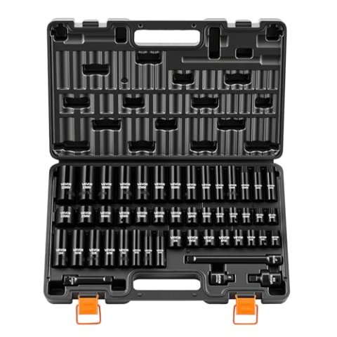 VEVOR 3/8" Drive Impact Socket Set 48-Piece Deep & Shallow Kit
