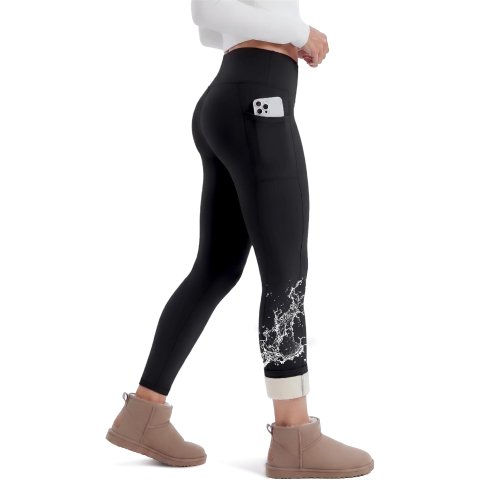 Fleece Lined Thermal Water Resistant Leggings with Pockets for Women