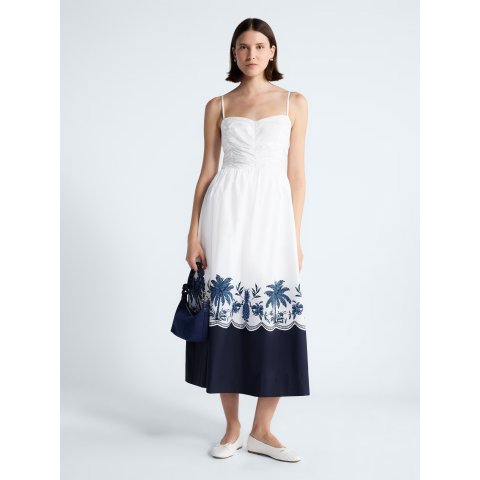 Women s Ruched Sleeveless Cotton Midi Dress