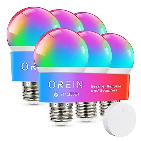 OREiN Matter 智能灯泡 A19 RGBTW 6只装