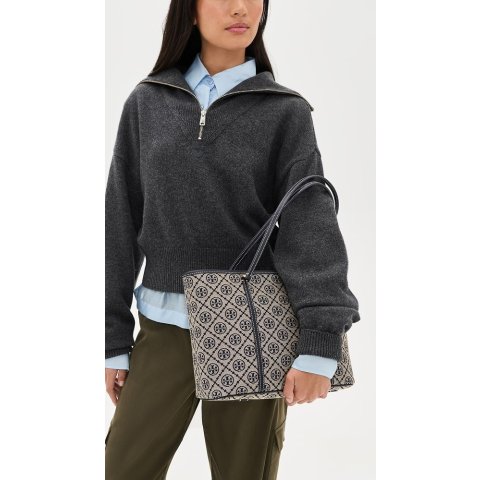 Tory Burch T Monogram Small Zip Tote Bag