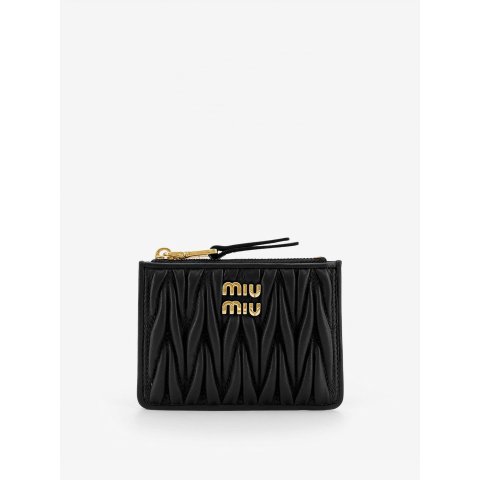 Miu MiuMiu Miu 5MC093 菱格皮革卡包 黑色