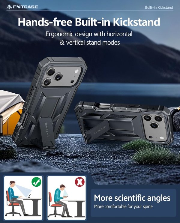 FNTCASE iPhone 18 Pro 保护壳 内置膜 支架