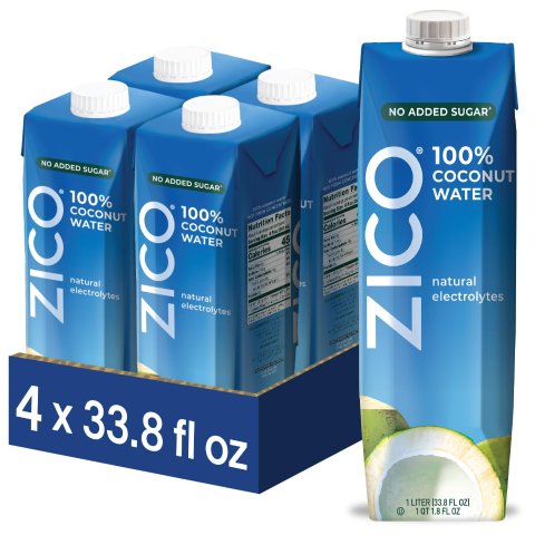 100% Coconut Water No Added Sugar 33.8 fl oz (Pack of 4)