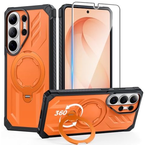 FNTCASE for Samsung Galaxy S26 Ultra Case with 360° Spin Magnetic Stand