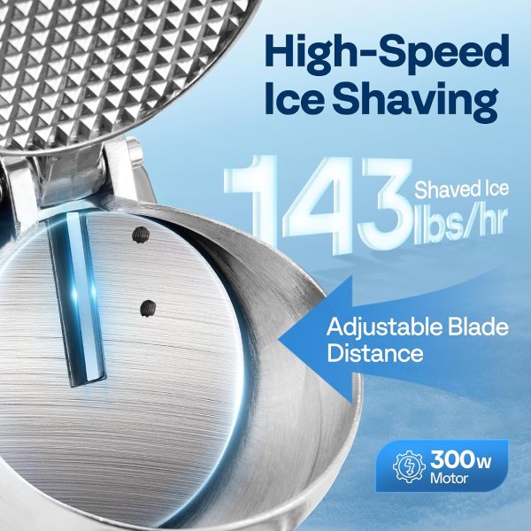 VIVOHOME Electric Ice Shaver 143 lbs/hr Snow Cone Maker with Ice Pick for Home Commercial