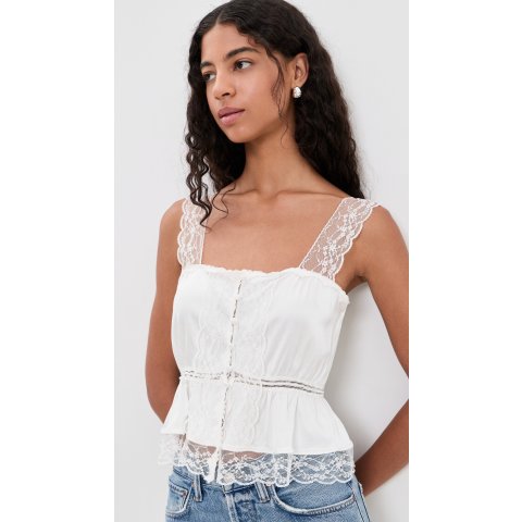  Annabeth Embroidered Square Neck Cropped Top