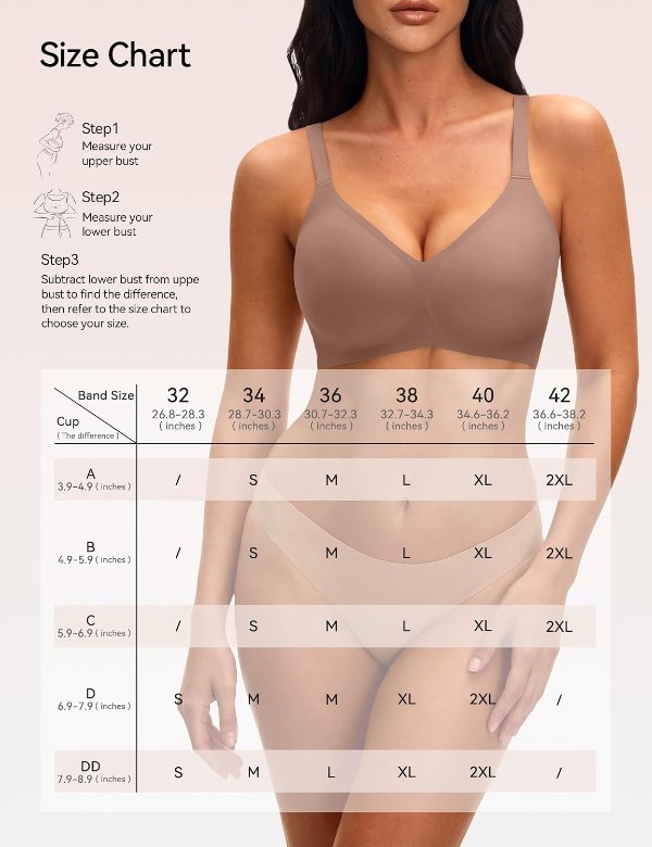 NIASOUL Women's Wireless Seamless Deep V Push Up Bra