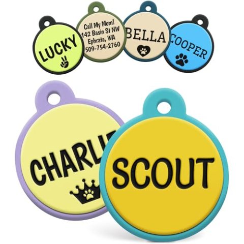 GoTags Silicone Dog Tag Personalized Engraved Silent Pet Tag
