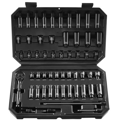 VEVOR 1/4" Drive 55-Piece SAE & Metric 6-Point Impact Socket Set