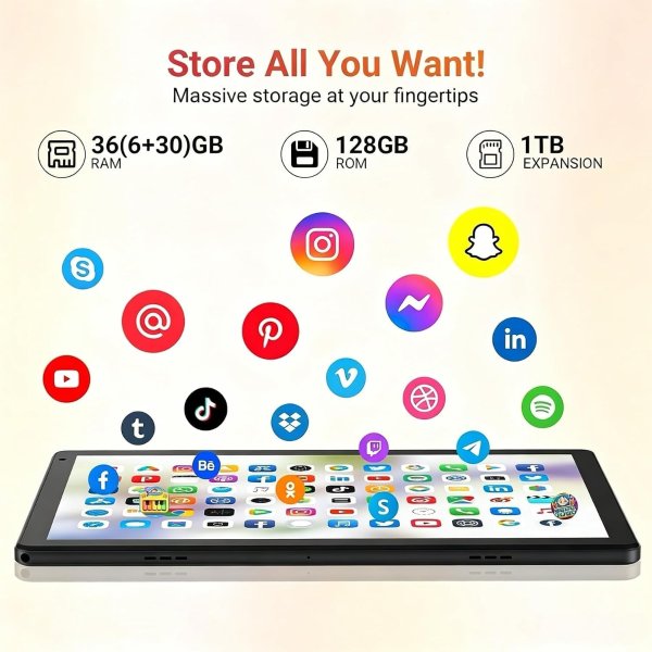 URAO 10.1英寸 Android 16 八核平板 36GB+128GB 双摄