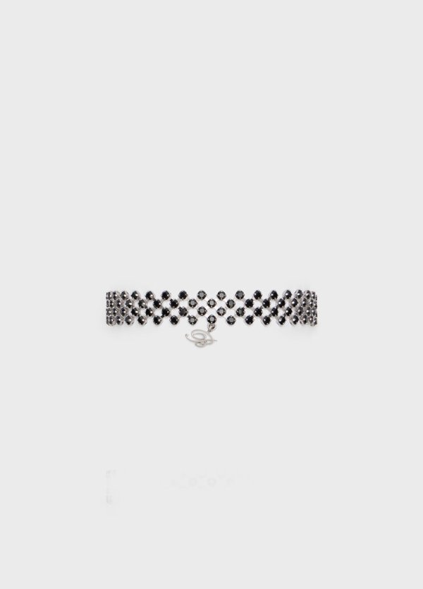 Metal Choker Glass Stones Pendant