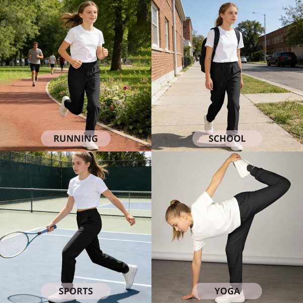 BIG ELEPHANT Girls Lightweight Jogger Pants with Pockets