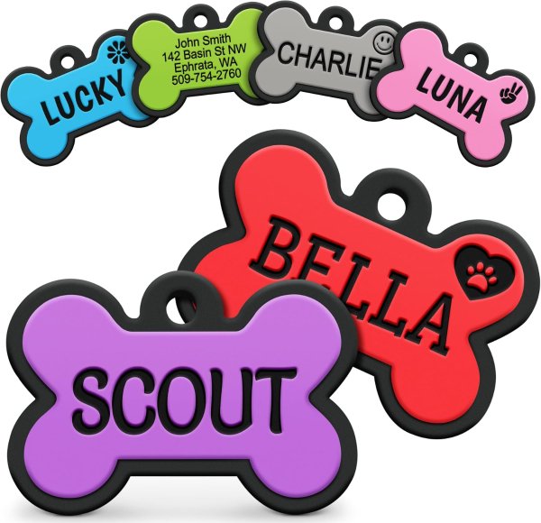 GoTags Personalized Engraved Silent Silicone Dog Tag