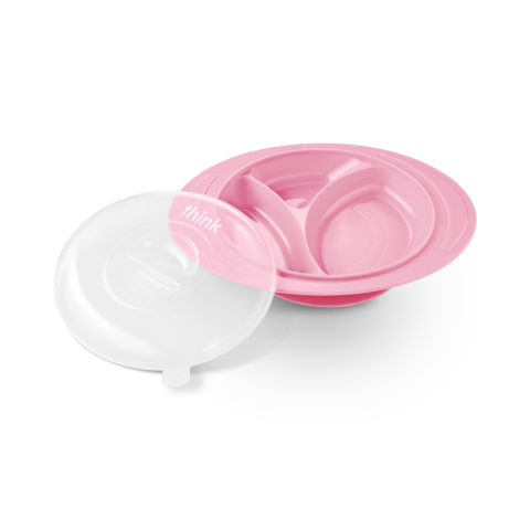 ThinkSaucer Suction Plate Pink 3-Section Removable