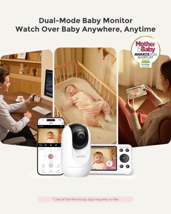 Momcozy 智能婴儿监护器 5英寸 1080P 带摄像头壁挂