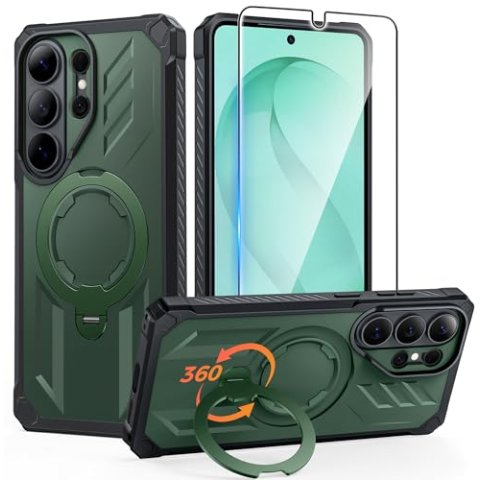 FNTCASE for Samsung Galaxy S26 Ultra Case with 360° Spin Magnetic Stand