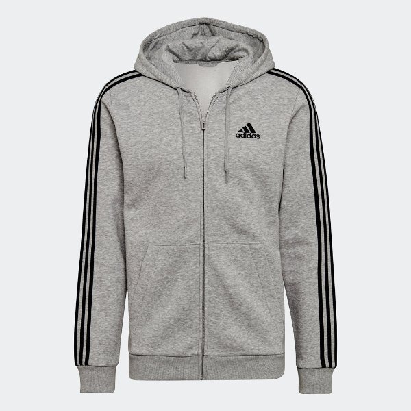 Men's Essentials Fleece 3-Stripes Full-Zip Hoodie
