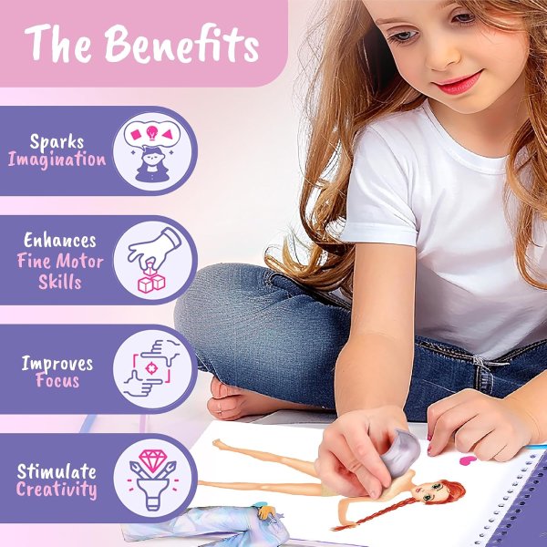 BSCOOL Dance Dress Up Sticker Activity Book for Girls