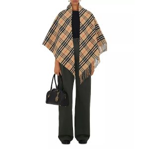 Burberry  格纹羊毛羊绒披肩