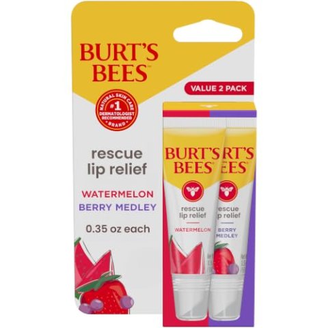 Burt's Bees Rescue Lip Relief Watermelon & Berry Hydrating Lip Balm 2 Pack 0.35oz