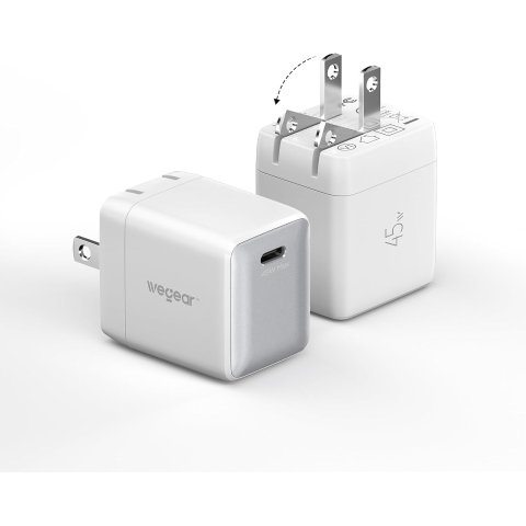 wegear Nano 45W GaN 折叠USB-C充电器 2只装