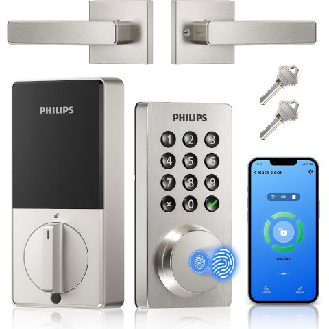 Philips Smart Door Lock with Handle Built-in WiFi App & Voice Control Fingerprint Keyless Deadbolt