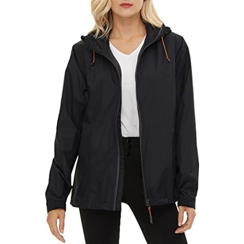 LeSies Women's Lightweight Waterproof Rain Jacket XL