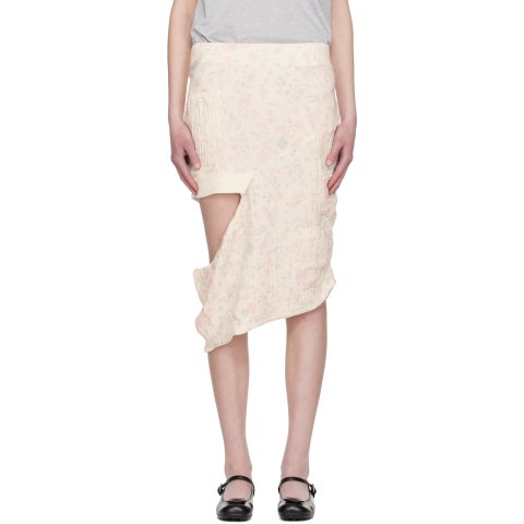 OPEN YYOff-White Floral Blankie Midi Skirt