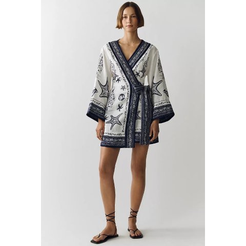  100% Linen Wrap Mini Dress
