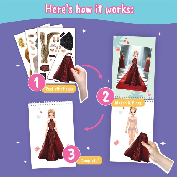 BSCOOL Fashion Sticker Book for Kids Girls Activity Design
