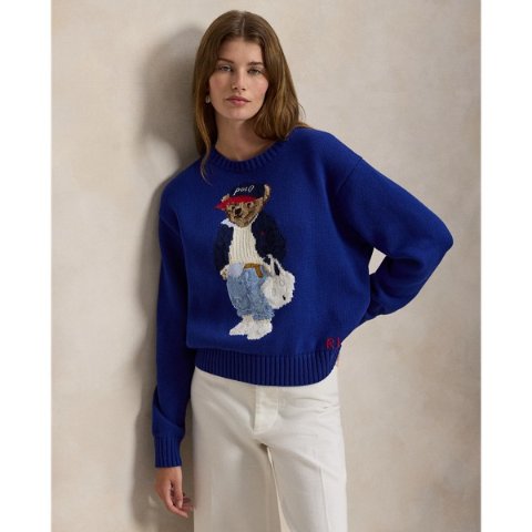 Polo Bear Cotton Crewneck Sweater