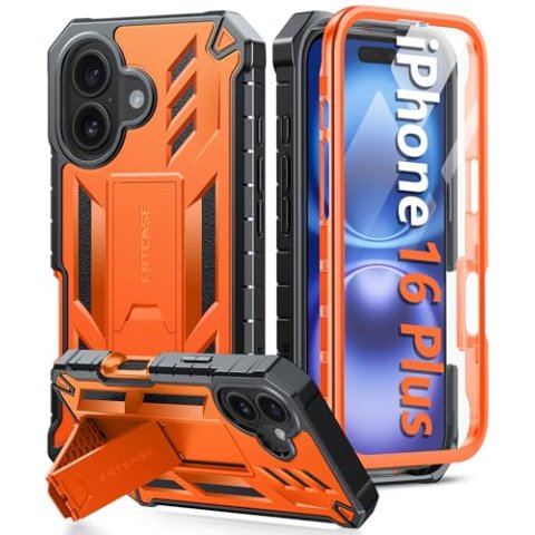 FNTCASE iPhone 16 Plus 保护壳 内置屏幕膜 支架