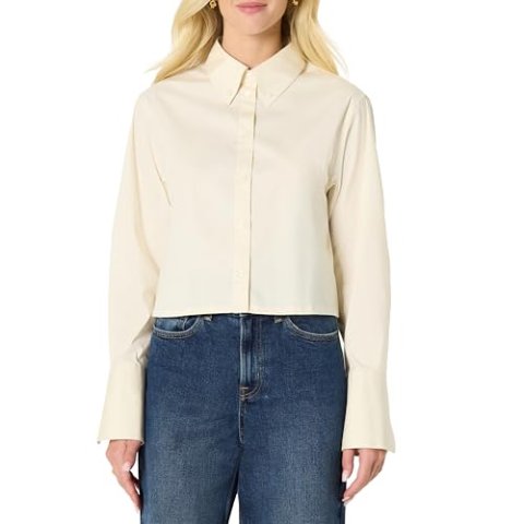 Amazon Essentials Women's Oversized-Fit Cropped Cotton Stretch Poplin Shirt XX-Small