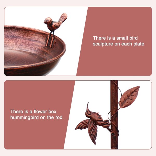 GRECOMEIN 12 Inch Metal Outdoor Bird Bath