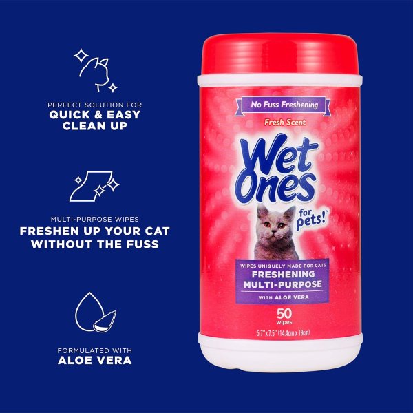 WetOnes 猫咪清洁湿巾 芦荟配方 50片